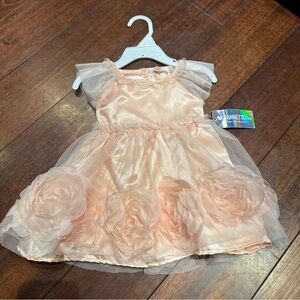 NWT Nannette Baby PINK Rose Dress Baby Girl 12 Month Size Super Soft Adorable